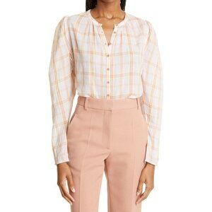 ULLA JOHNSON Nour High-Low Cotton Blouse SIZE 8